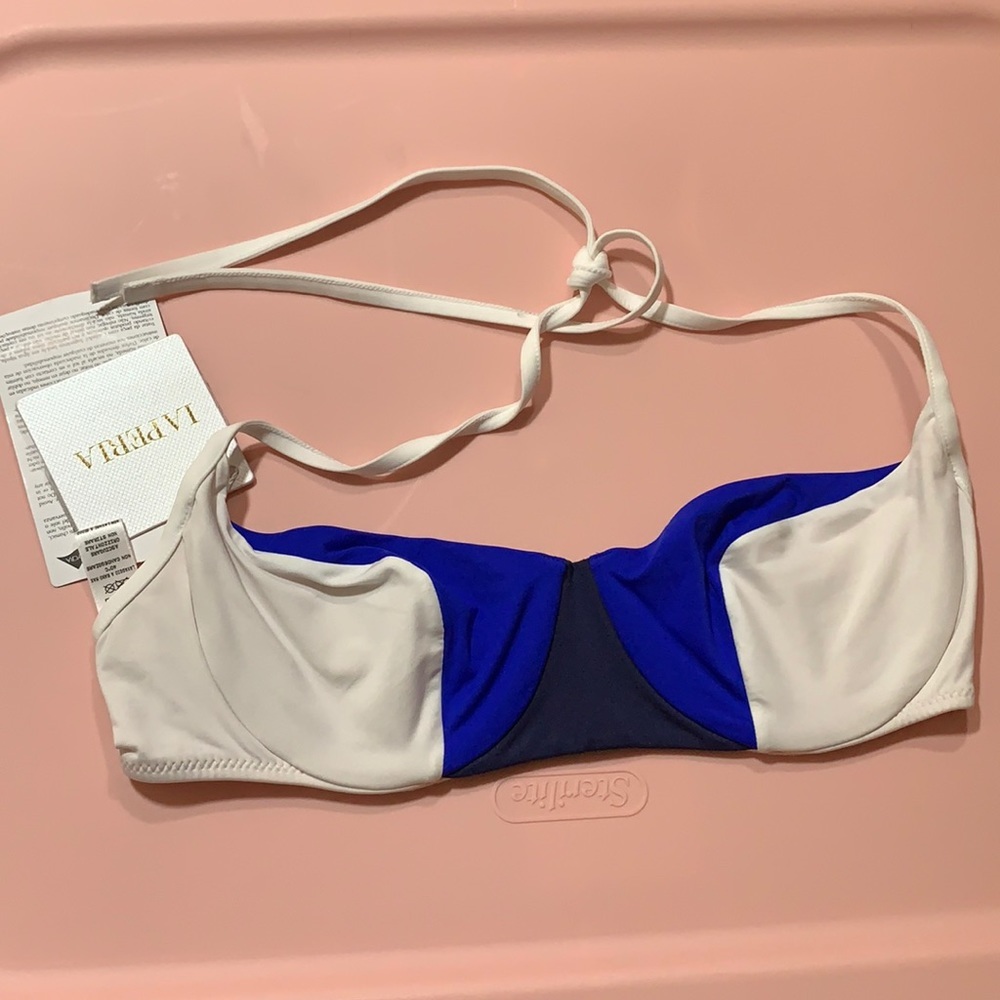 La Perla Blue & White Bikini Top NWT